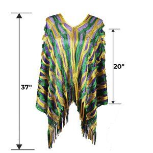 Festive Green & Purple Metallic Fringe Wrap Scarf